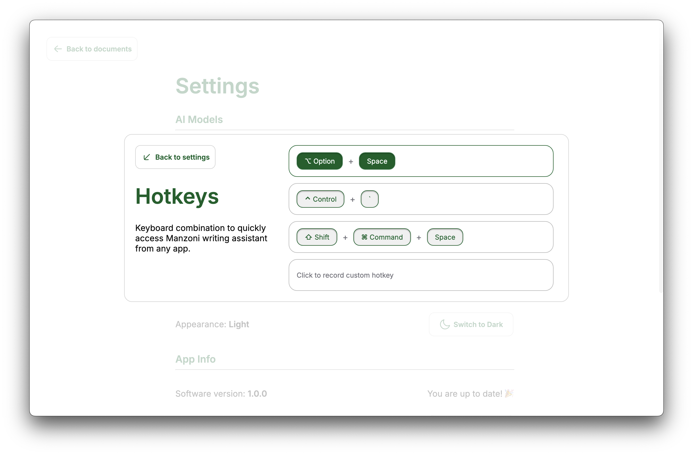 Hotkey modal