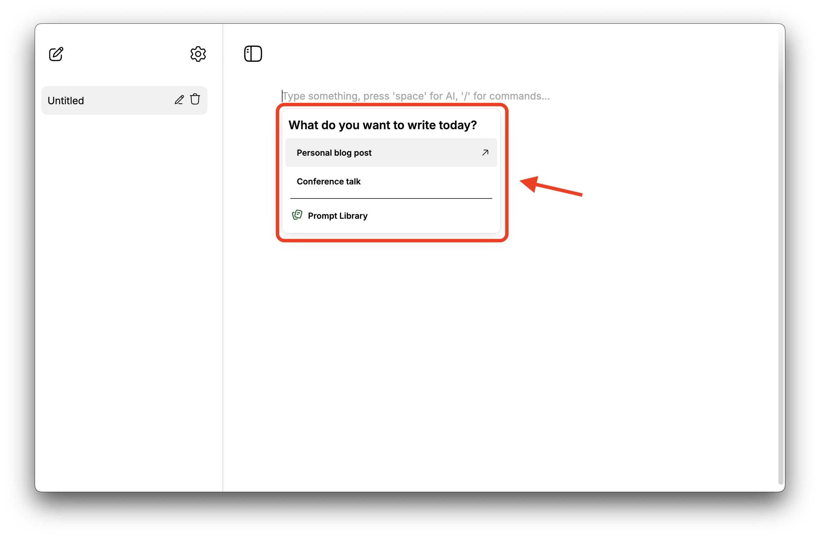 Template popup