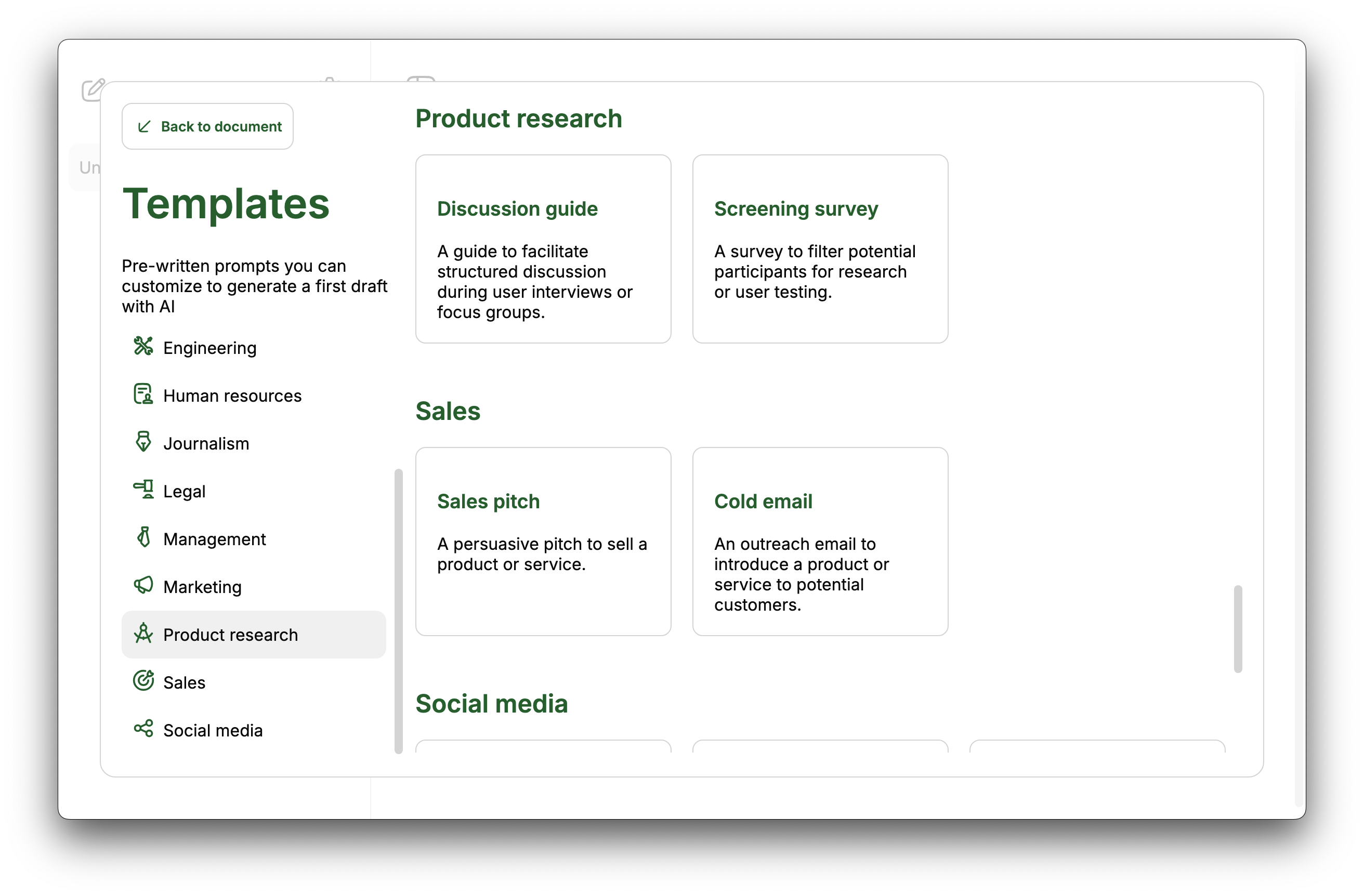 Templates list